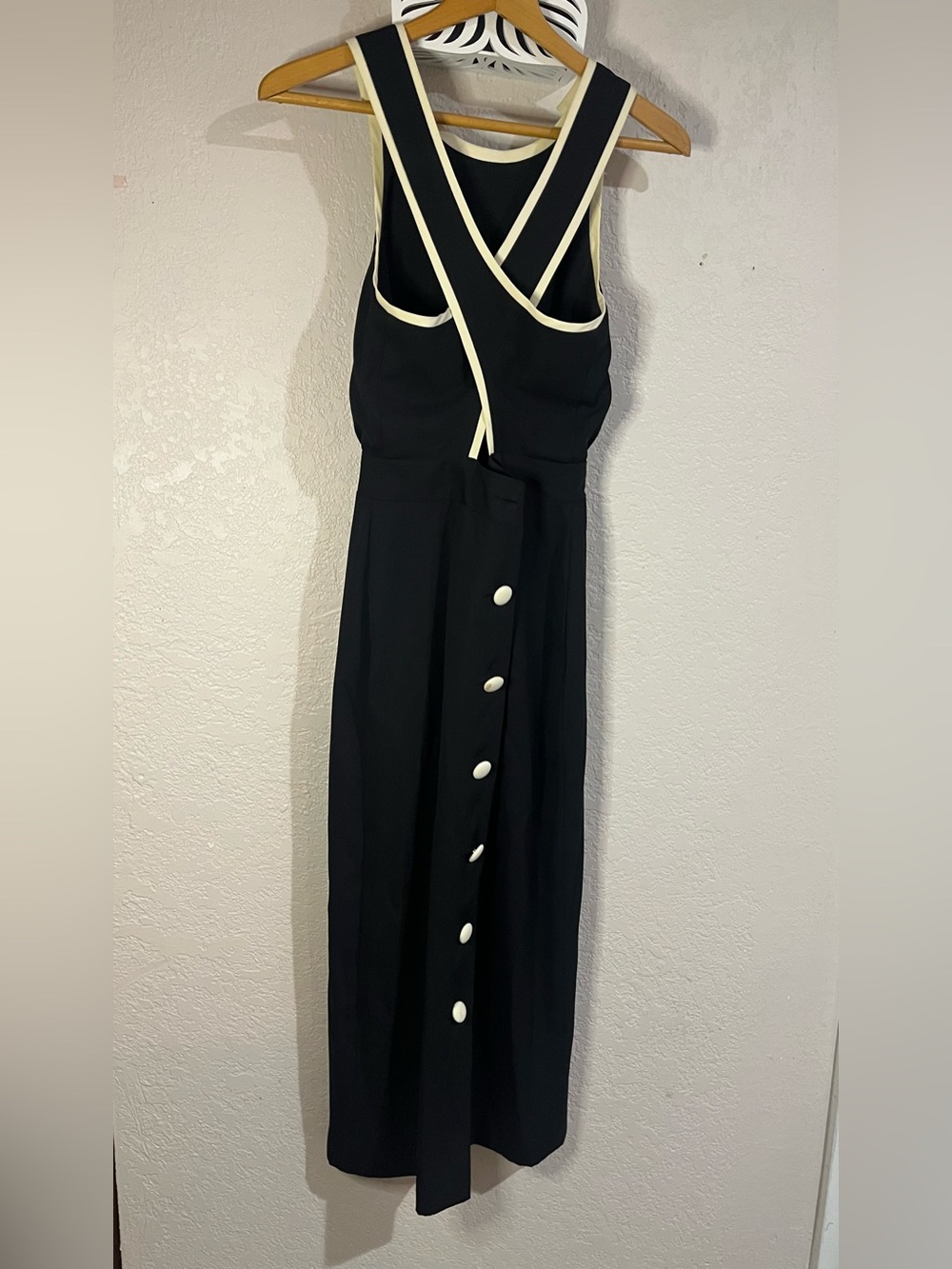 Vintage 90s Sleeveless Black Midi Datiani Dress with Contrast Trim - Picture 4 of 4